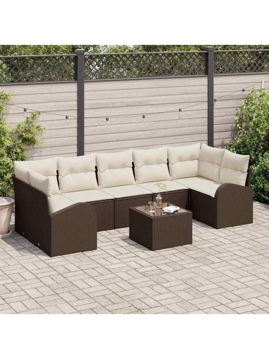Dārza dīvānu komplekts 8 pcs brūna 55 x 55 x 37 cm poliratāns