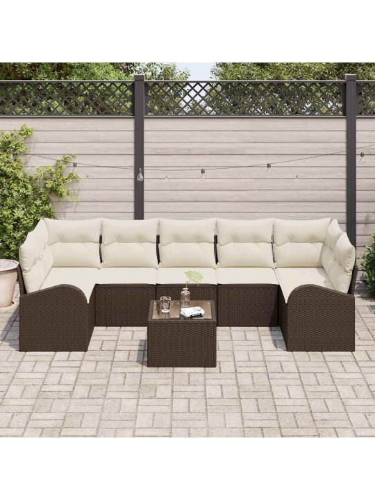 Dārza dīvānu komplekts 8 pcs brūna 55 x 55 x 37 cm poliratāns