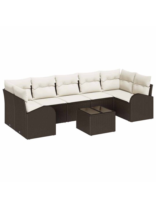 Dārza dīvānu komplekts 8 pcs brūna 55 x 55 x 37 cm poliratāns