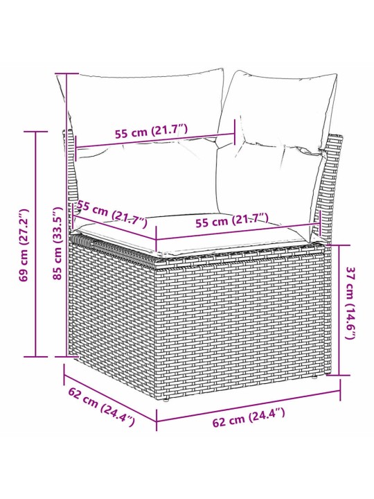Dārza dīvānu komplekts 8 pcs brūna 55 x 55 x 37 cm poliratāns