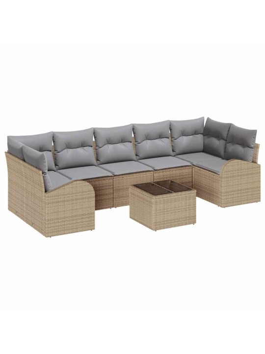 Dārza dīvānu komplekts 8 pcs bēša 55 x 55 x 37 cm poliratāns