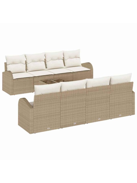 Dārza dīvānu komplekts 7 pcs bēšs un balts 55 x 55 x 37 cm