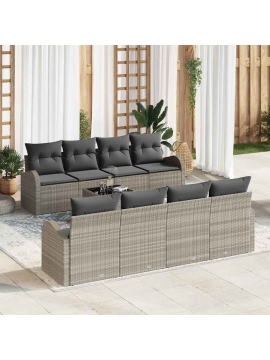 Dārza dīvānu komplekts 7 pcs gaiši pelēks 55 x 55 x 37 cm