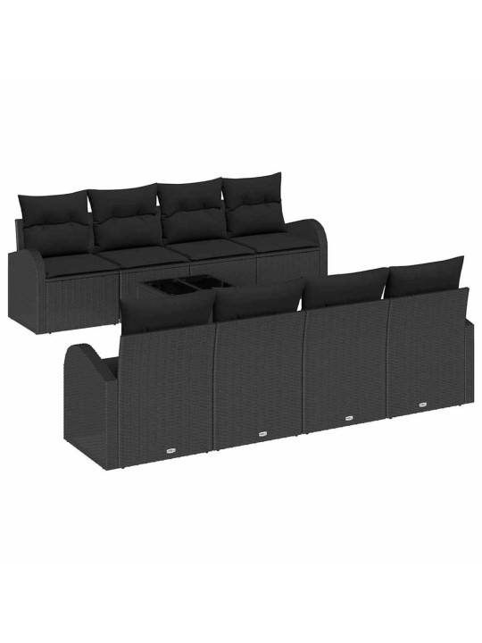 Dārza dīvānu komplekts 7 pcs melna 55 x 55 x 37 cm poliratāns