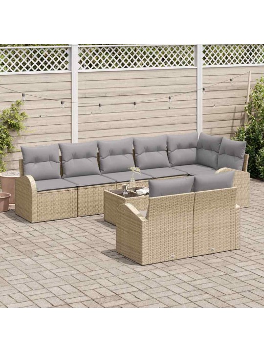 Dārza dīvānu komplekts ar spilvenu 9 pcs bēša 55 x 55 x 37 cm