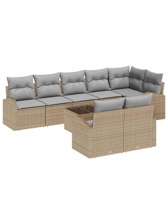 Dārza dīvānu komplekts ar spilvenu 9 pcs bēša 55 x 55 x 37 cm