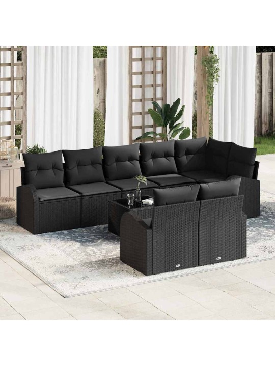Dārza dīvānu komplekts ar spilvenu 9 pcs 289 x 124 x 85 cm