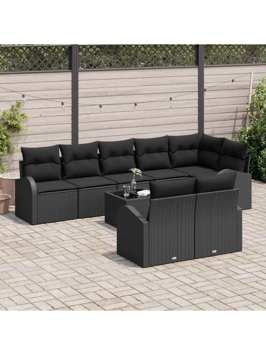 Dārza dīvānu komplekts ar spilvenu 9 pcs 289 x 124 x 85 cm