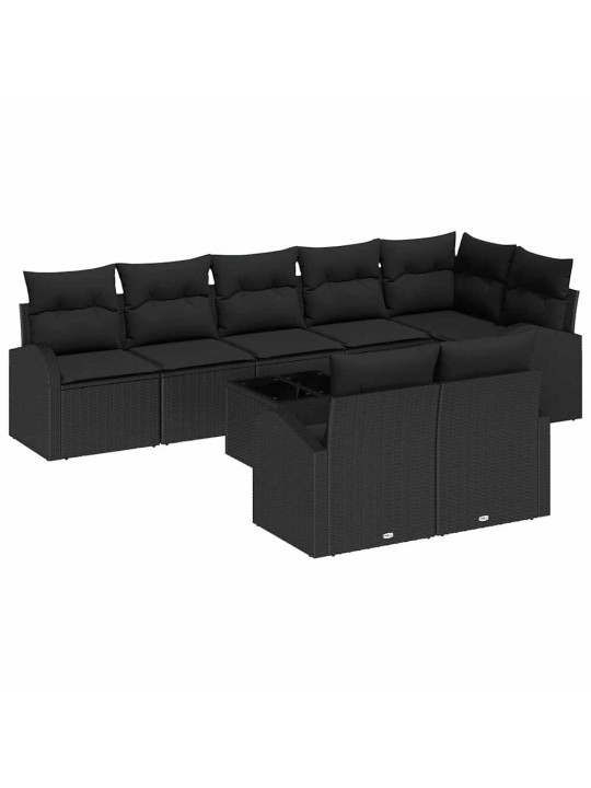Dārza dīvānu komplekts ar spilvenu 9 pcs 289 x 124 x 85 cm