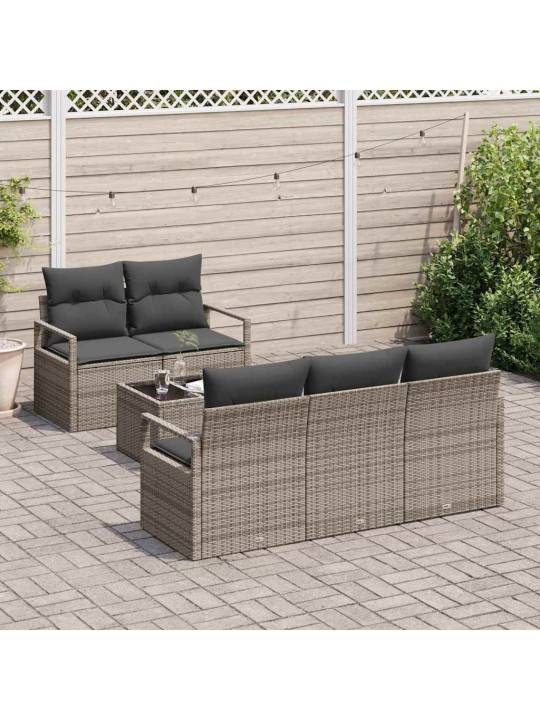 Dārza dīvānu komplekts 6 pcs pelēka 55 x 55 x 37 cm poliratāns