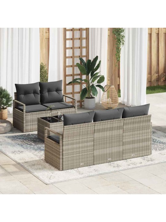 Dārza dīvānu komplekts 6 pcs gaiši pelēka 55 x 55 x 37 cm