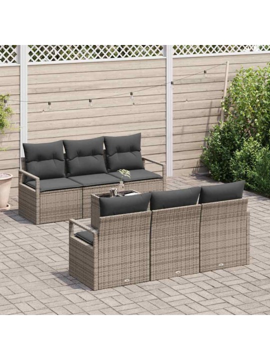 Dārza dīvānu komplekts 7 pcs pelēka 55 x 55 x 37 cm poliratāns