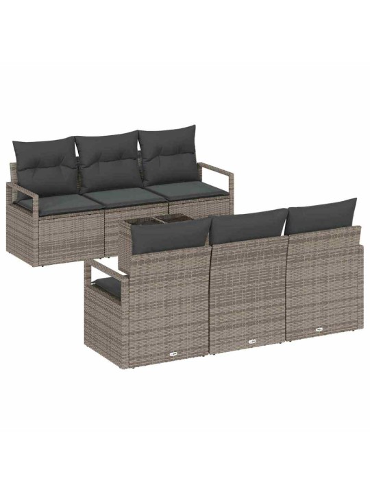 Dārza dīvānu komplekts 7 pcs pelēka 55 x 55 x 37 cm poliratāns