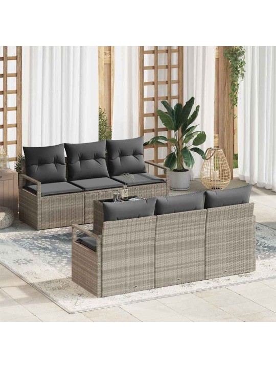 Dārza dīvānu komplekts 7 pcs gaiši pelēka 55 x 55 x 37 cm