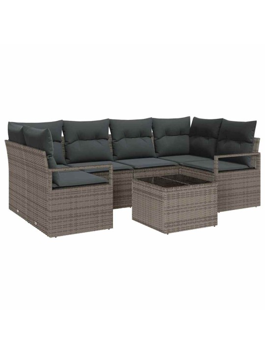 Dārza dīvānu komplekts 7 pcs pelēka 55 x 55 x 37 cm poliratāns