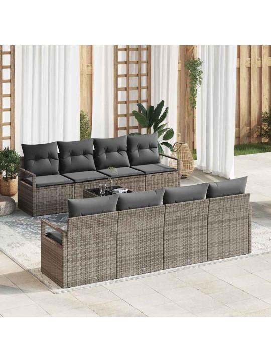 Dārza dīvānu komplekts 7 pcs pelēka 55 x 55 x 37 cm poliratāns