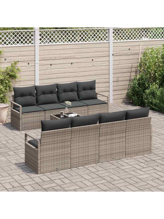 Dārza dīvānu komplekts 7 pcs pelēka 55 x 55 x 37 cm poliratāns