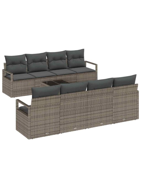 Dārza dīvānu komplekts 7 pcs pelēka 55 x 55 x 37 cm poliratāns