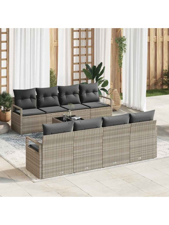 Dārza dīvānu komplekts 7 pcs gaiši pelēka 55 x 55 x 37 cm