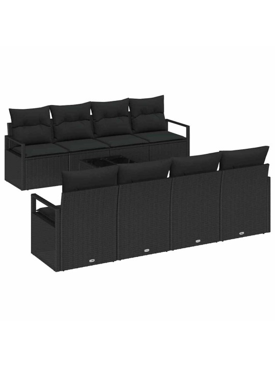 Dārza dīvānu komplekts 7 pcs melna 55 x 55 x 37 cm poliratāns