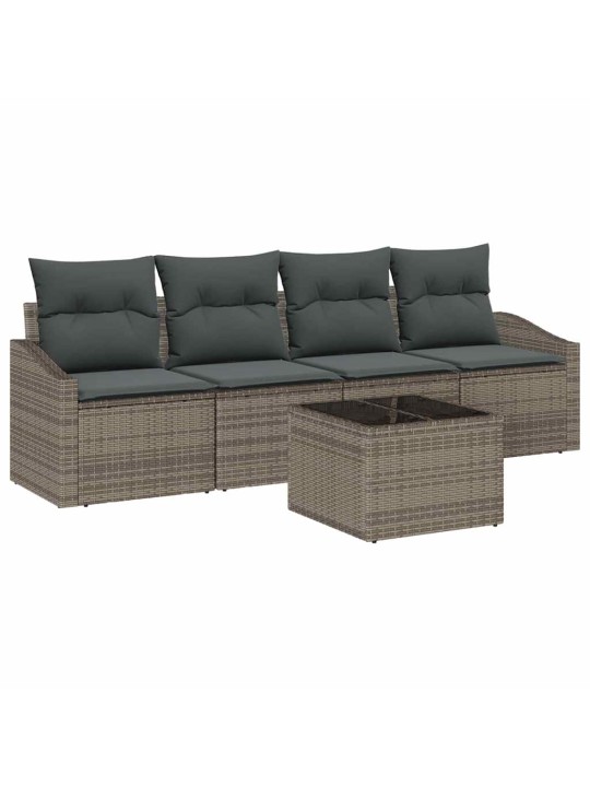 Dārza dīvānu komplekts ar spilvenu 5 pcs pelēka 55 x 55 x 37 cm