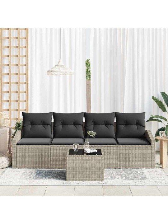Dārza dīvānu komplekts 5 pcs gaiši pelēks 55 x 55 x 37 cm