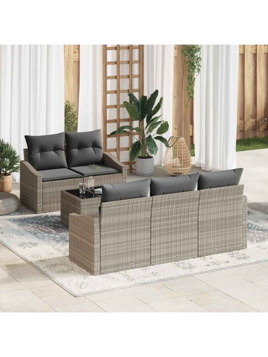Dārza dīvānu komplekts 6 pcs gaiši pelēks 55 x 55 x 37 cm
