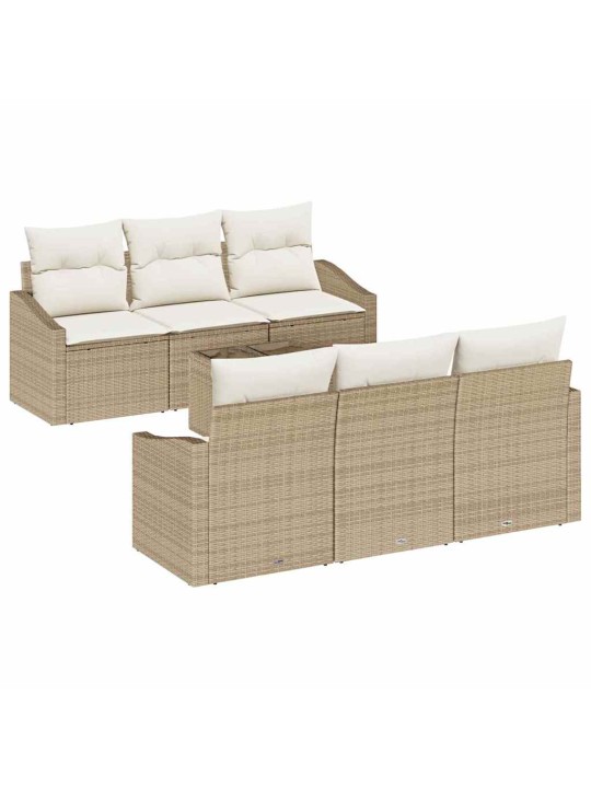Dārza dīvānu komplekts 7 pcs bēšs un krēms 55 x 55 x 37 cm
