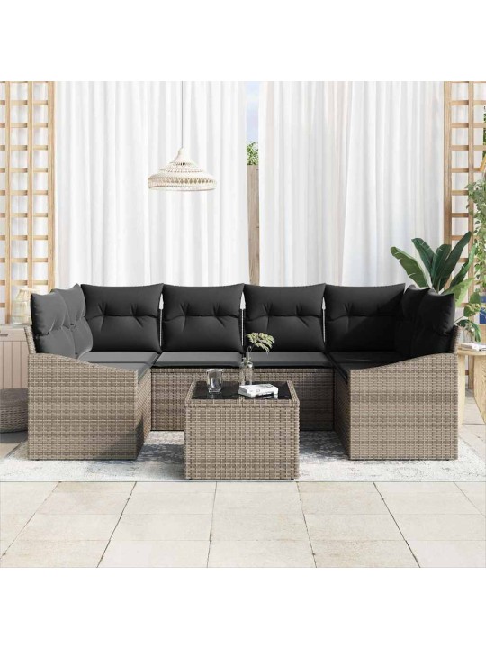 Dārza dīvānu komplekts ar spilvenu 7 pcs pelēka 55 x 55 x 37 cm