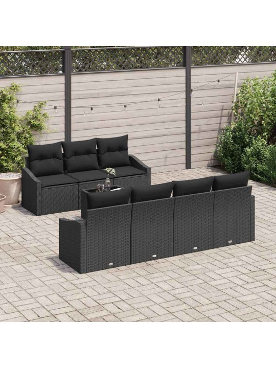 Dārza dīvānu komplekts ar spilvenu 8 pcs melna 55 x 55 x 37 cm