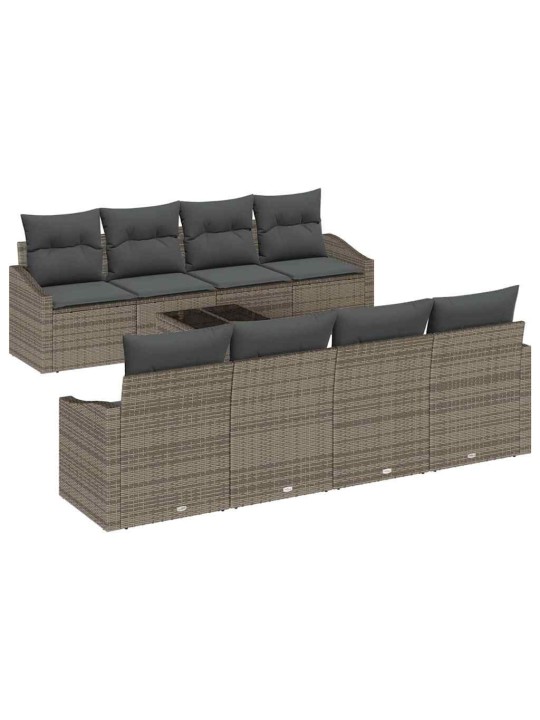 Dārza dīvānu komplekts ar spilvenu 9 pcs pelēka 55 x 55 x 37 cm
