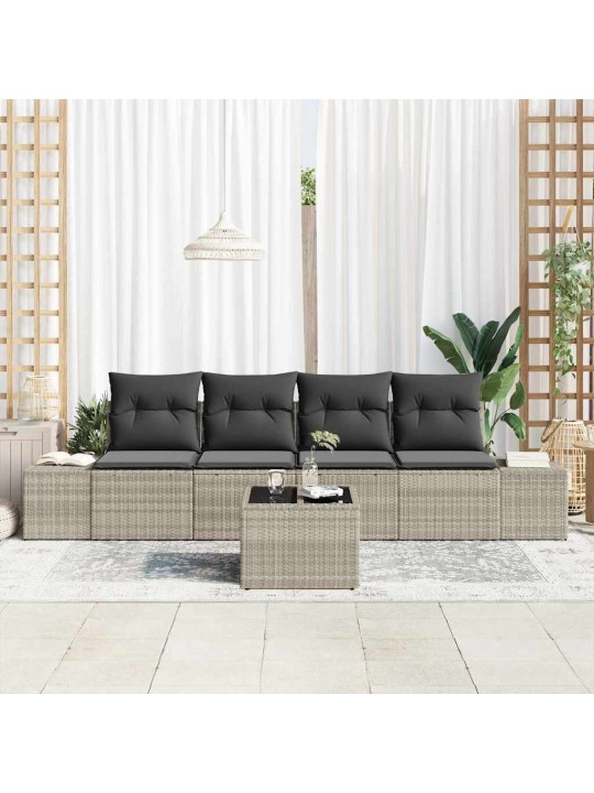 Dārza dīvānu komplekts 5 pcs gaiši pelēks 55 x 55 x 37 cm
