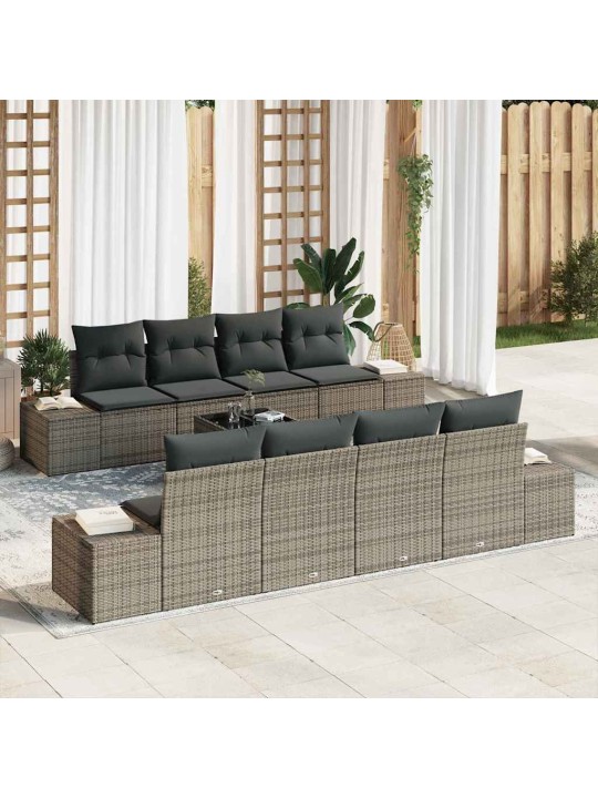 Dārza dīvānu komplekts ar spilvenu 7 pcs pelēka 55 x 55 x 37 cm