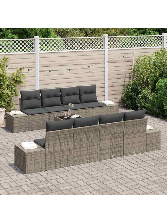 Dārza dīvānu komplekts ar spilvenu 7 pcs pelēka 55 x 55 x 37 cm