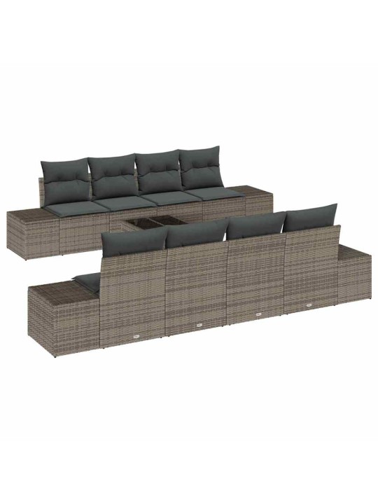 Dārza dīvānu komplekts ar spilvenu 7 pcs pelēka 55 x 55 x 37 cm
