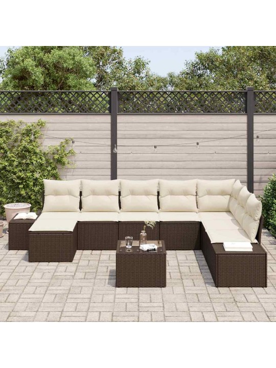 Dārza dīvānu komplekts ar spilvenu 9 pcs 319 x 209 x 85 cm