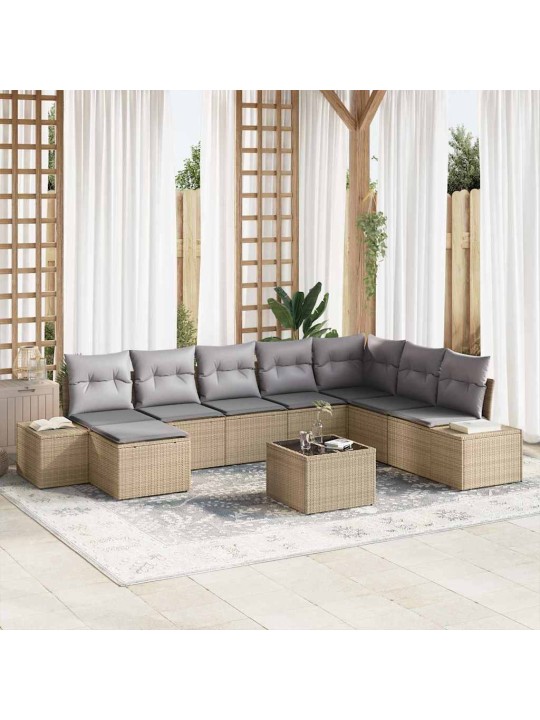 Dārza dīvānu komplekts ar spilvenu 9 pcs 319 x 209 x 85 cm