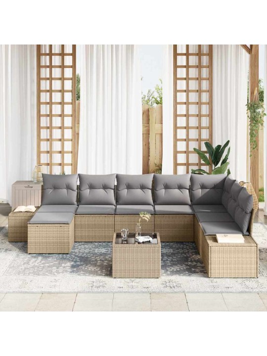 Dārza dīvānu komplekts ar spilvenu 9 pcs 319 x 209 x 85 cm