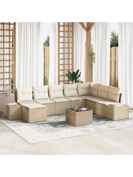 Dārza dīvānu komplekts ar spilvenu 9 pcs 319 x 209 x 85 cm