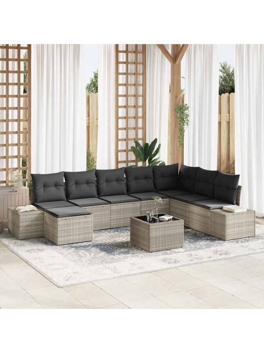Dārza dīvānu komplekts ar spilvenu 9 pcs 319 x 209 x 85 cm