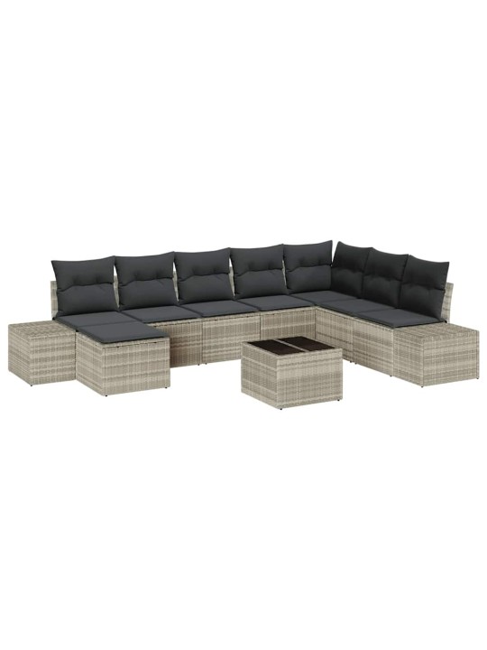 Dārza dīvānu komplekts ar spilvenu 9 pcs 319 x 209 x 85 cm
