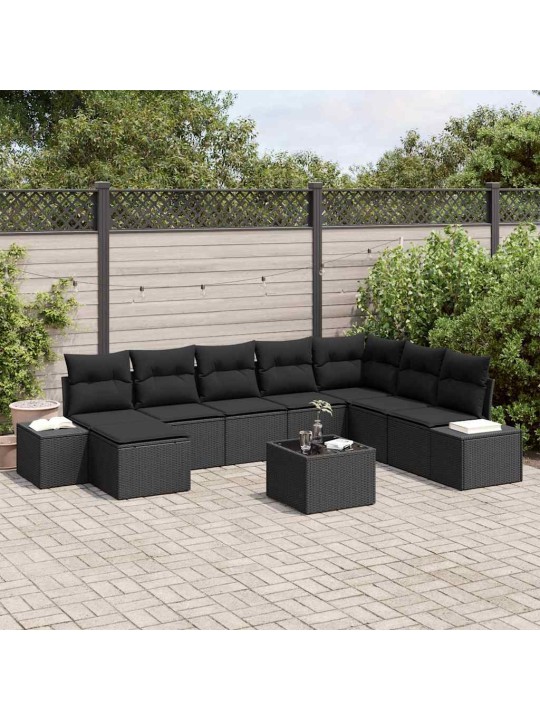 Dārza dīvānu komplekts ar spilvenu 9 pcs 319 x 209 x 85 cm