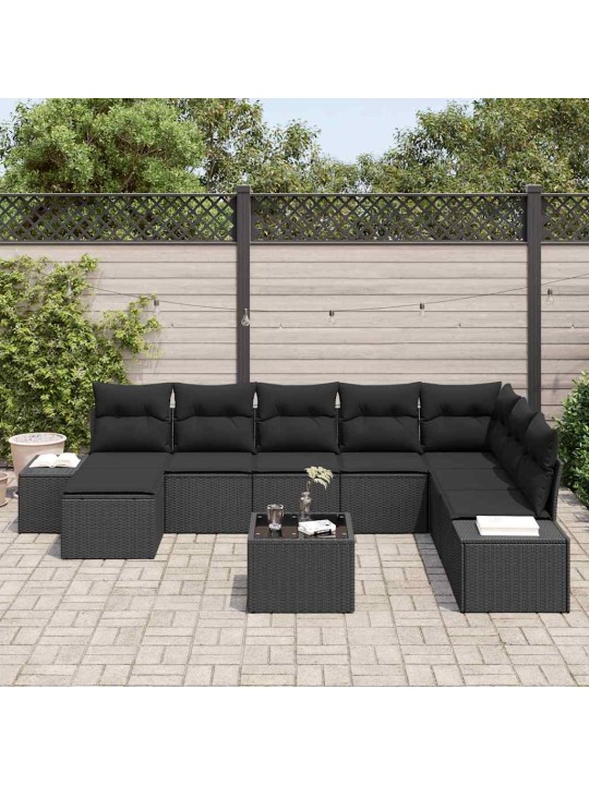 Dārza dīvānu komplekts ar spilvenu 9 pcs 319 x 209 x 85 cm