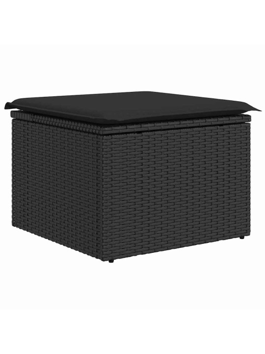 Dārza dīvānu komplekts 8 pcs melna poliūtu rotangpalma