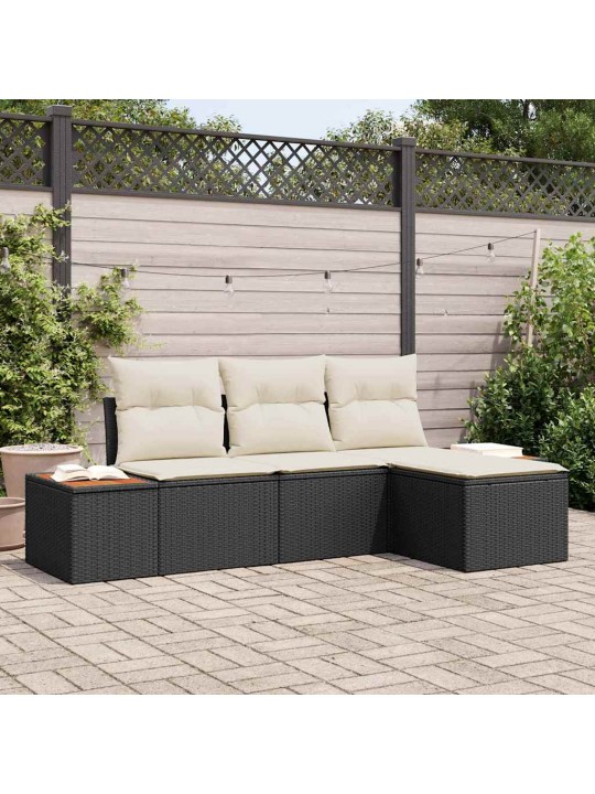 Ar spilvenu regulējams 4 pcs melna 239 x 117 x 37 cm