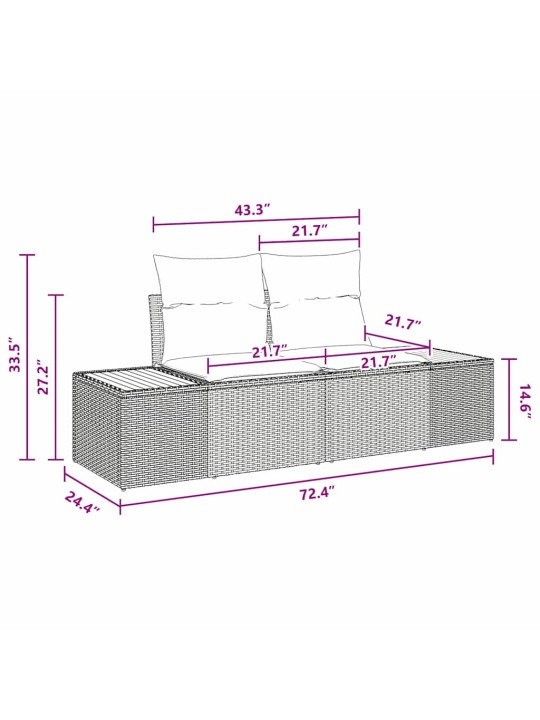 Ar spilvenu regulējams 4 pcs melna 239 x 117 x 37 cm