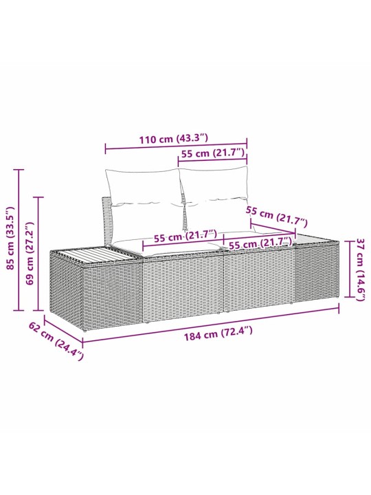 Ar spilvenu regulējams 4 pcs pelēka 239 x 117 x 37 cm