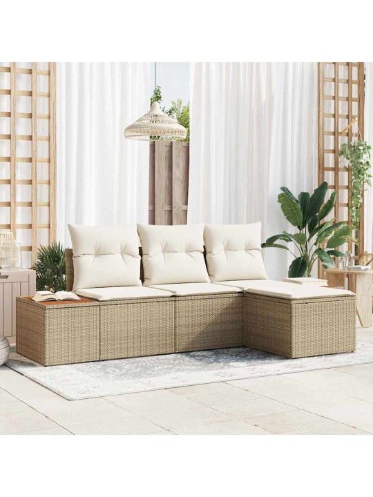 Ar spilvenu regulējams 4 pcs bēša 239 x 117 x 37 cm