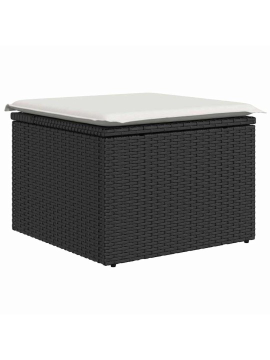 Dārza dīvānu komplekts 5 pcs melna poliūtu rotangpalma