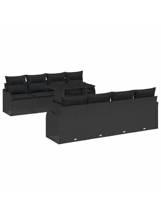 Dārza dīvānu komplekts 7 pcs melna poliūtu rotangpalma